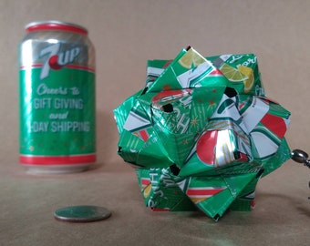 Recycled 7UP Can Origami // Limited Edition // Luxury Eco Ornament // Gift Box // Upcycled Recycled Repurposed // Eco-friendly Finds