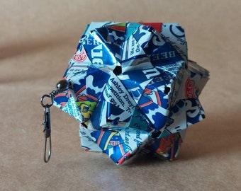 Recycled Beer Can Origami Handfolded from Limited Edition 2021 PBRART Can Designed by Ashley Dreyfus // Upcycled Recycled Repurposed Can Art