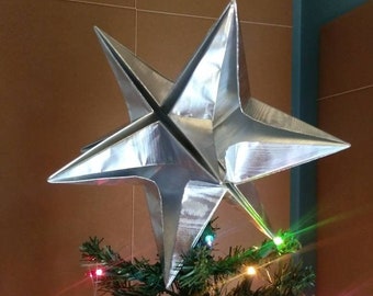 Origami Star Christmas Tree Topper - Plata, Clásico, Original, Moderno, Tradicional, Con Clase, Atemporal, Yule, XMas, Estrella del Árbol de Navidad