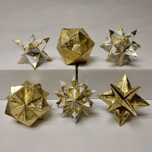 Origami ornamenten//kerst ornamenten//vakantie decor//modern//goudfolie cadeauverpakking//klassiek//traditioneel//sterren//wetenschap Set of 6