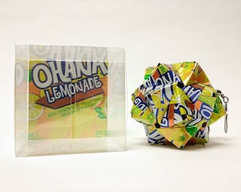 Eco-friendly Christmas Ornament // OHANA LEMONADE Can Art Origami // Upcycled Recycled Repurposed // Heavy Duty // 3 Inches // FIZZ
