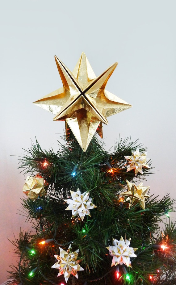 Papyrus Origami Christmas Tree Topper Gold Star Classic Xmas Modern Traditional Classy Timeless Original