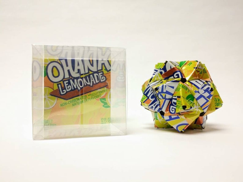 Eco-friendly Christmas Ornament // OHANA LEMONADE Can Art Origami // Upcycled Recycled Repurposed // Heavy Duty // 3 Inches // FIZZ image 3