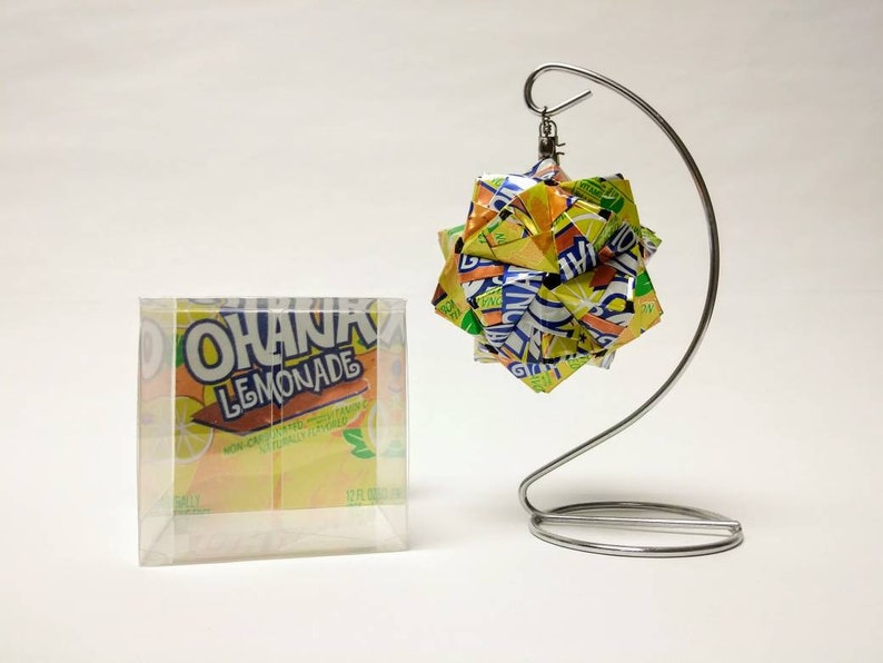 Eco-friendly Christmas Ornament // OHANA LEMONADE Can Art Origami // Upcycled Recycled Repurposed // Heavy Duty // 3 Inches // FIZZ image 7