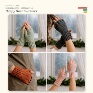 Crochet Fingerless Mitts Pattern PDF | Hand Warmers Crochet Pattern | Easy Beginner Crochet | Winter Gift | Wrist Warmer Instant Download