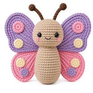 Crochet Butterfly Amigurumi Pattern, Beginner Plush Toy Tutorial (PDF)