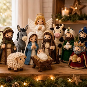 Modèle de crèche au crochet, figurines de Noël amigurumi (modèle PDF)