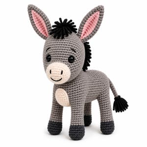 Crochet Donkey Amigurumi Pattern, Farm Animal Plush Tutorial (PDF Download)