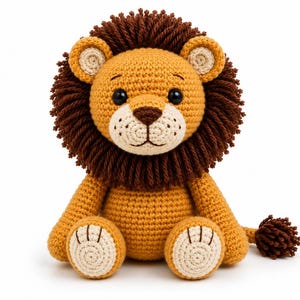 Patrón de amigurumi de león a crochet, tutorial de peluche, PDF de animal de peluche (descarga digital)