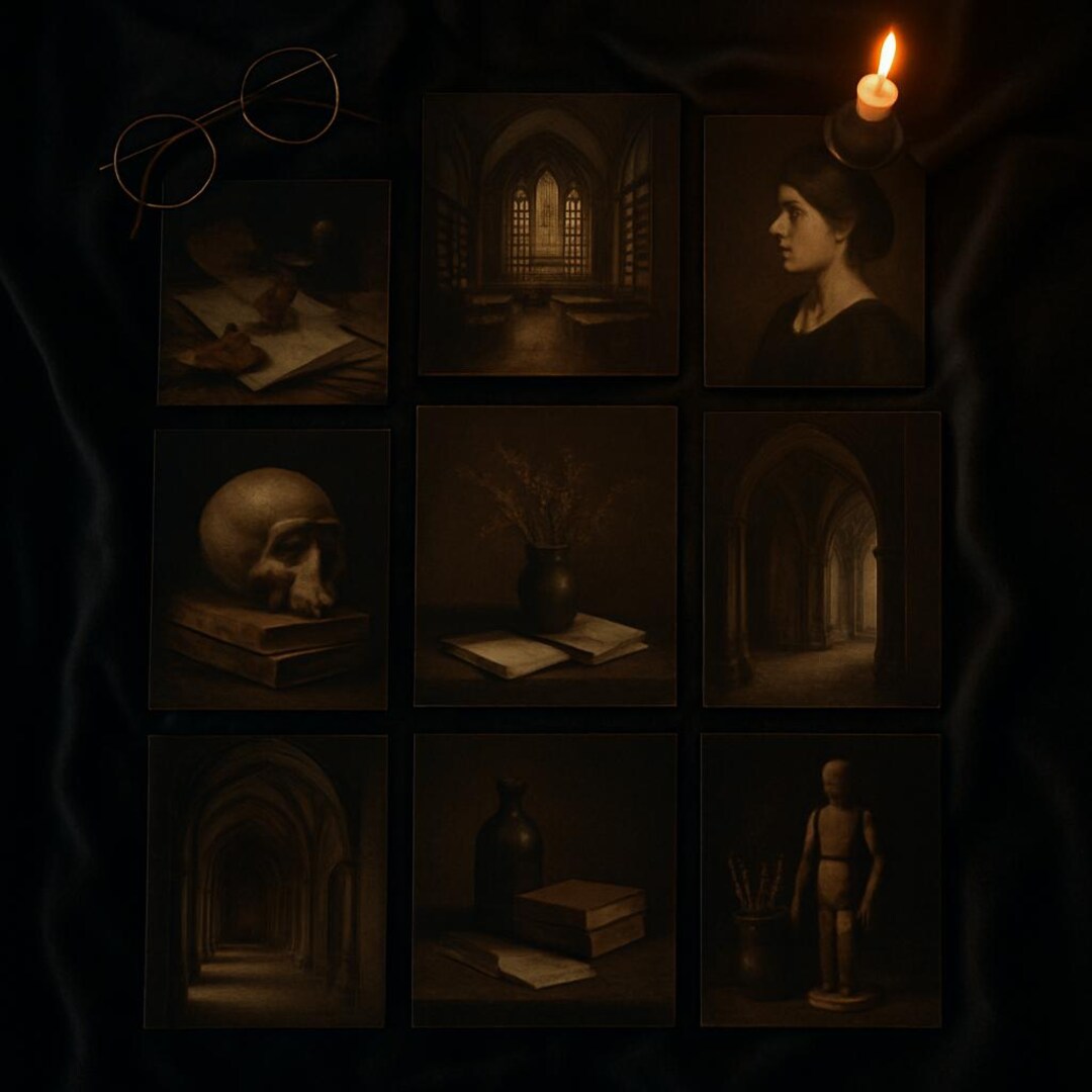 Dark Academia Gallery Wall Set of 9 | Moody Vintage Prints Set | Gothic ...