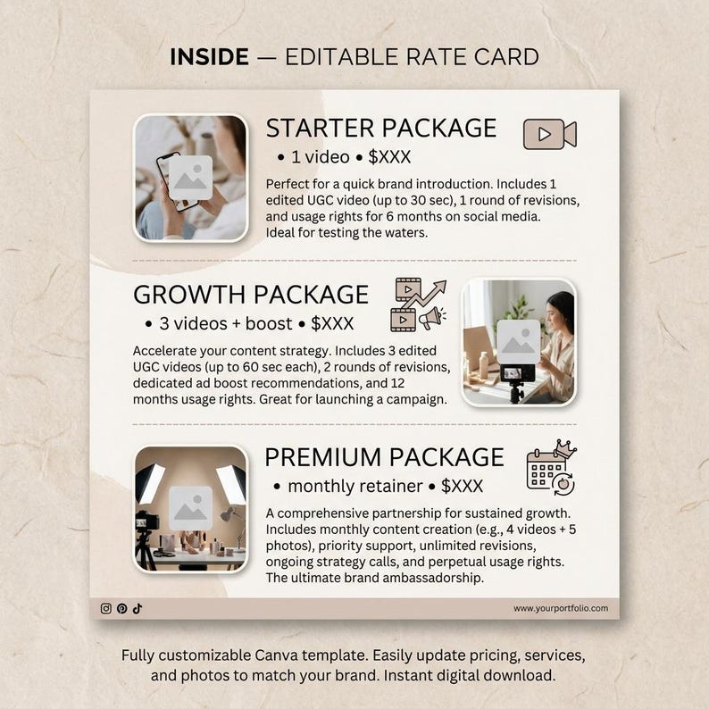 UGC Portfolio Template Bundle 4 Styles, Content Creator Media Kit, Canva Editable Press Kit, Influencer Brand Pitch, Instant Download image 8