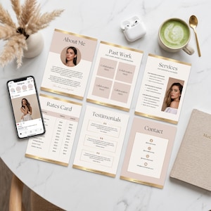 UGC Portfolio Template 6 pages Canva flat lay marble desk