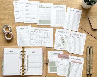 A7 Planner Inserts Printable, Pocket Planner Dashboard, A6 A7 Mini Planner Pages, Weekly Daily Inserts, Instant Download Bundle