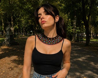 Bright Ethnic Sylianka Necklace, Colorful Handmade Statement Jewelry