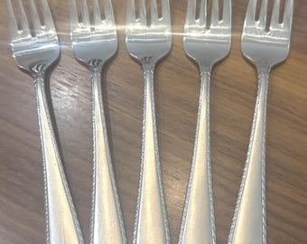 5 Hampton Silversmiths RACHELLE FROST Salad Forks Stainless Steel 18/10 Korea