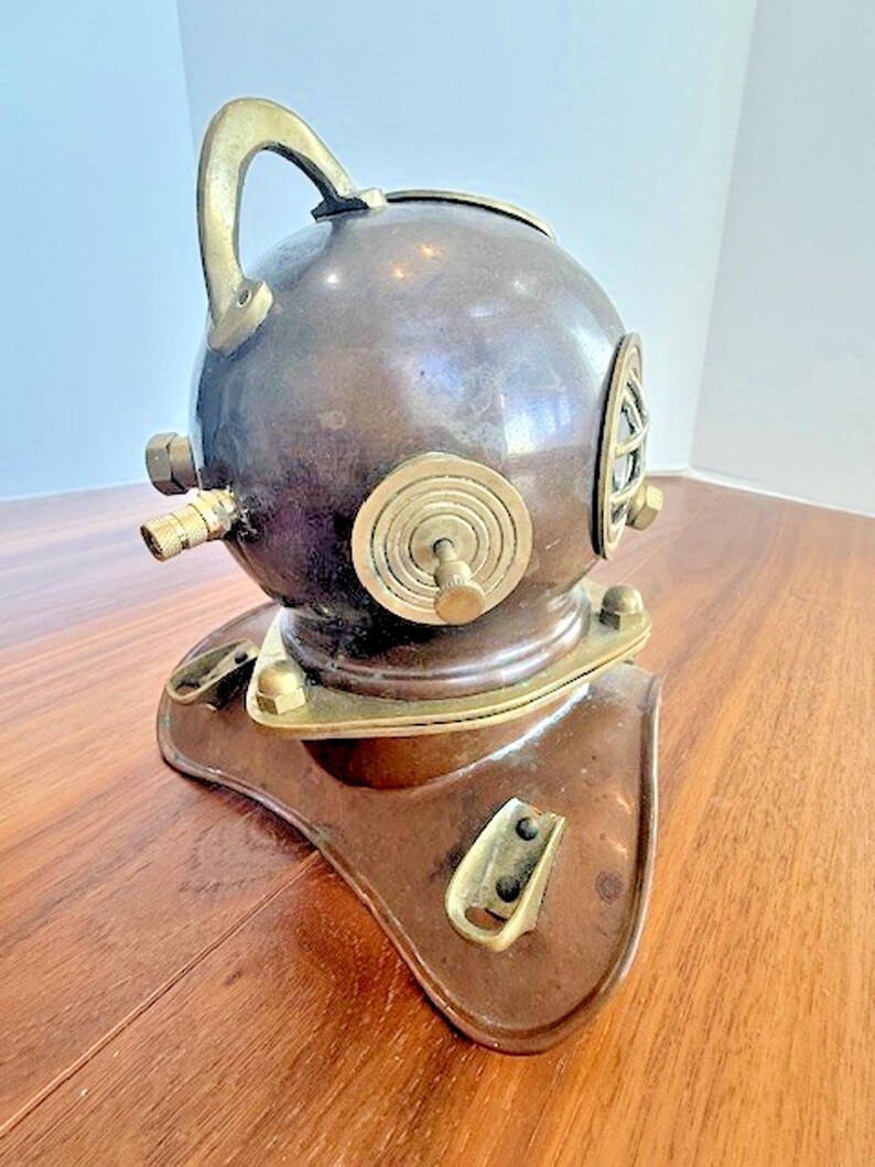 Vintage Deep Sea Diver Helmet Copper Brass Replica Nautical Decor ...