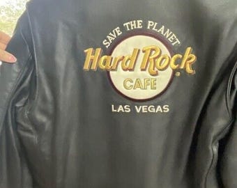 Hard Rock Cafe Las Vegas Vintage Black Leather Bomber Jacket, M - Etsy
