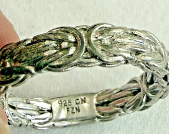 Sterling Silver Byzantine Woven Band Ring Sz 11 Stackable Vintage FZN 925 CN