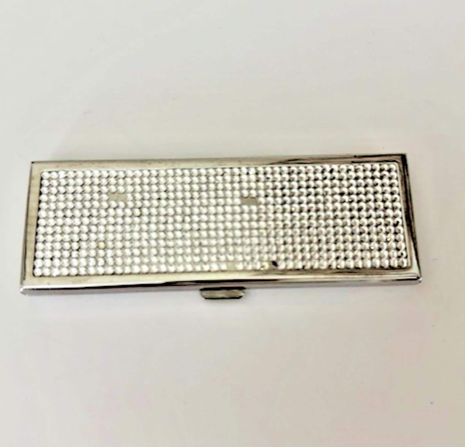 Vintage Judith Leiber Pocket Compact Double Mirror SWAROVSKI CRYSTAL Rhinestones