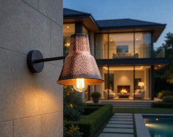 Handmade Hammered Copper Wall Light – Rustic Outdoor Wall Lamp
