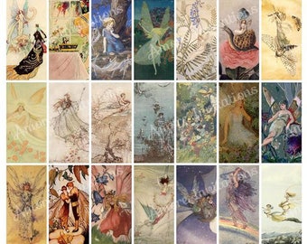 Vintage Fairy Images: 1x2" Domino Tile Pendants (PDF JPEG) Digital Download