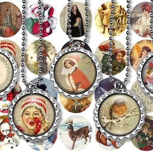 Vintage Christmas Collage Sheet: 1" Circle Images (Digital Download) image 1