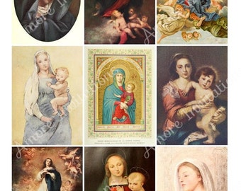 Madonna Virgin Mary Religious Christian Digital Collage Sheet Clip Art Scrapbook ATC Images, JPEG Instant Download Commercial Use CU