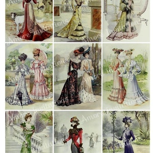 Victorian Vintage Ladies Fashion Digital Collage Sheet, Images, Scrapbook, JPEG, PDF, Printable Instant Download, Commercial Use, Cu
