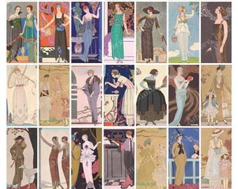 Vintage Art Deco Ladies Collage Sheet: George Barbier Images (JPEG) Digital Download