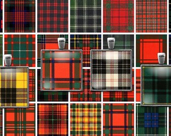 Digital Clip Art Vintage Tartan Scottish Collage Sheet, 1 Inch squares images, 1 Inch Printables, Download, Commercial use, Burns Night