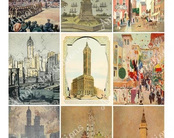 Printable New York Digital Collage Sheet, Clip Art, Images, Decal, atc, JPEG, PDF, Travel Junk Journals, Instant Download, Commercial Use