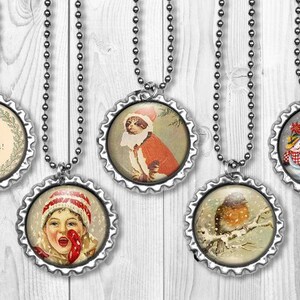 Vintage Christmas Collage Sheet: 1" Circle Images (Digital Download) image 5