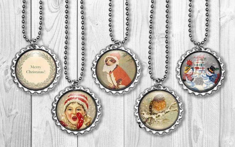 Vintage Christmas Collage Sheet: 1" Circle Images (Digital Download) image 5