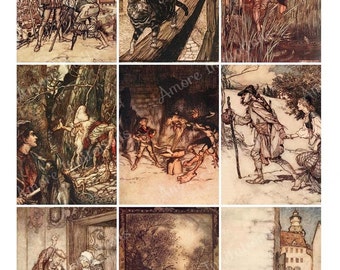 Arthur Rackham Brothers Grimm Fairy Tales Clip Art (JPEG PDF) Digital Download - Commercial Use