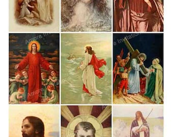 Digital Vintage Jesus Christ ATC Collage Sheet, Religious Images, Christian Art, Instant Download, Commercial Use CU