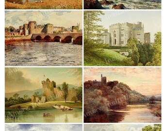 Vintage Irish Castle Collage Sheet: Printable Art (JPEG, PDF)