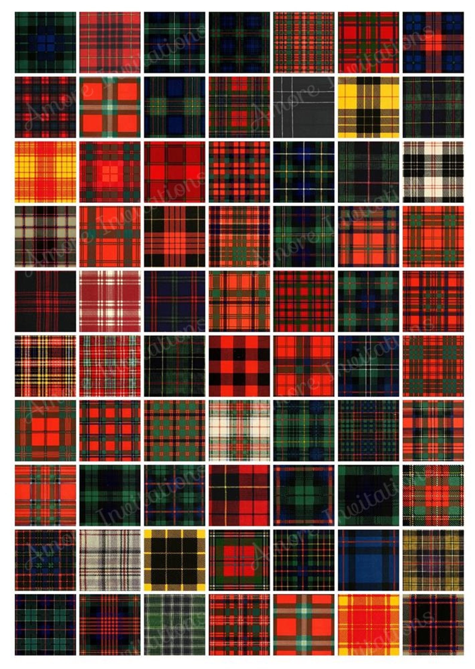 Digital Clip Art Vintage Tartan Scottish Collage Sheet 1 Inch - Etsy