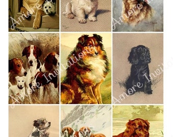 Printable Digital Vintage Dogs Collage Sheet, Clip Art, ATC, JPEG  PDF  Instant Download  Downloadable  Cu  Commercial use