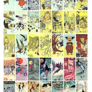 デジタル クリップ アート ヴィンテージ オズの魔法使い コラージュ シート、L. Frank Baum、1 x 2 インチ ドミノ画像、JPEG、即時ダウンロード、Cu 使用、商用利用