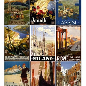Vintage Italy Travel Poster Collage: Italian City Art (PDF JPEG) Digital Download