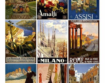 Vintage Italy Travel Poster Collage: Italian City Art (PDF JPEG) Digital Download