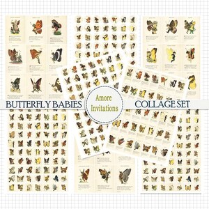 Afdrukbare Vintage Elizabeth Gordon's The Butterfly Babies Digitale Collage Sheets Set, Clip Art Afbeeldingen, JPEG Instant Download, Commercieel Gebruik