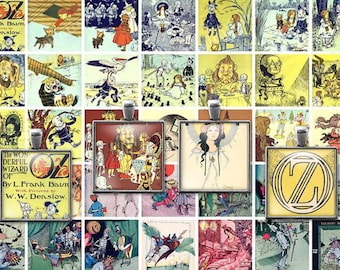 Wizard of Oz Collage Sheet: 1 Inch Squares Vintage Clip Art Images (Digital Download) JPEG