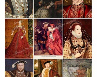 Printable Vintage Tudor Digital Collage Sheet, Henry VIII Images, Junk Journal printables, ATC, JPEG, Instant Download, Commercial Use, Cu