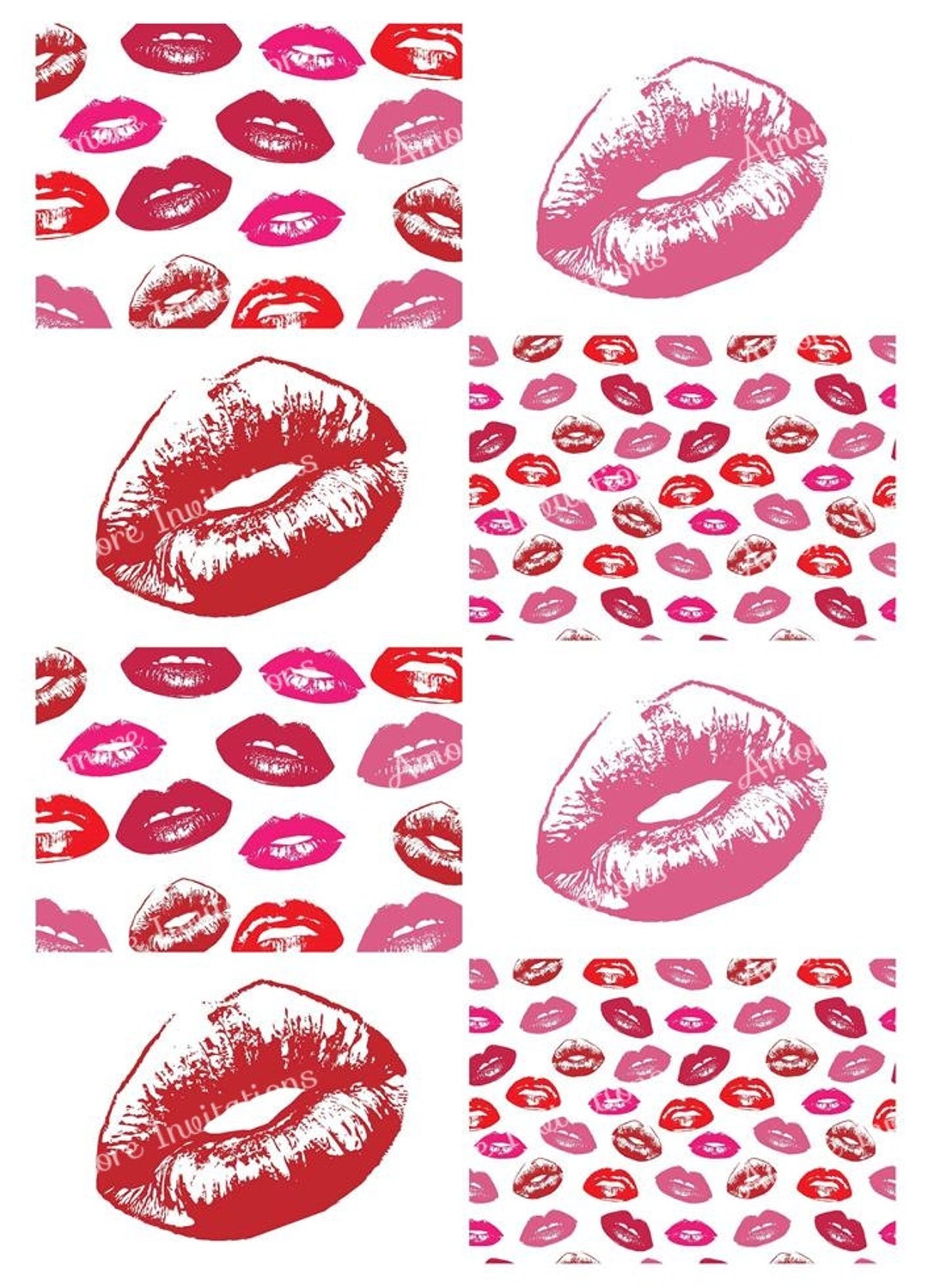 Printable Lips Kiss Lipstick Digital Collage Sheet Valentine - Etsy