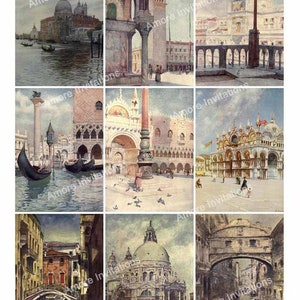 Printable Vintage Venice Italy Collage Sheet: Italian Clip Art (Digital Download)
