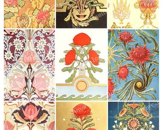 Printable Vintage Australian Flora, Floral, Flowers Digital Collage Sheet  JPEG  Instant Download  Downloadable  CU  Commercial Use