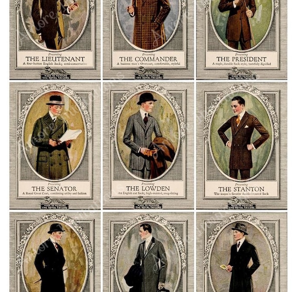 Vintage Edwardian Men Gents Fashion Clothes Digital Collage Sheet 2, Edwardian scrap, ClipArt Images JPEG, Printable Download Commercial Use