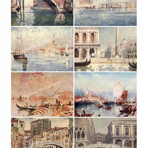 Vintage Venice Italy Collage Sheet: Italian Clip Art (PDF JPEG Digital Download) Commercial Use