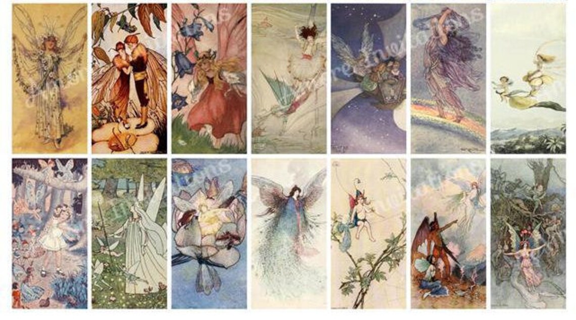 Printable Vintage Fairies Digital Collage Sheet Fairy 1x2 - Etsy